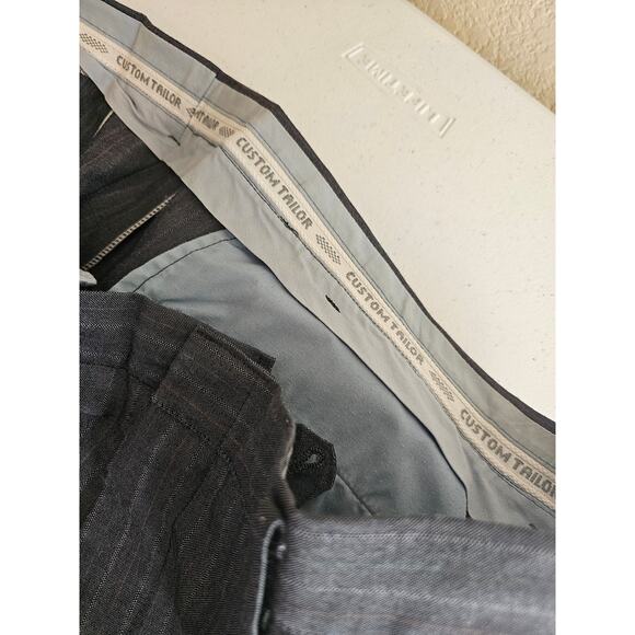 Kasey's Men's Gray Navy Striped Custom Tailored Pant Suit Set Size 48 - Picture 7 of 7